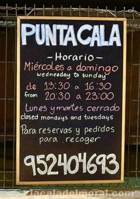 Horario Restaurante Punta Cala – La Cala del Moral Horario del Restaurante Punta Cala en La Cala del Moral