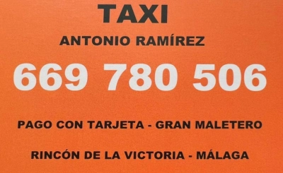 Taxi Antonio Ramírez en La Cala del Moral, Rincón de la Victoria, teléfono 669 780 506