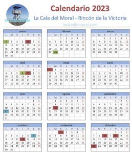 Calendario de festivos locales de La Cala del Moral y Rincón de la Victoria para el año 2023