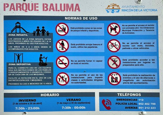 Normas de Uso y Horario de Parque Baluma