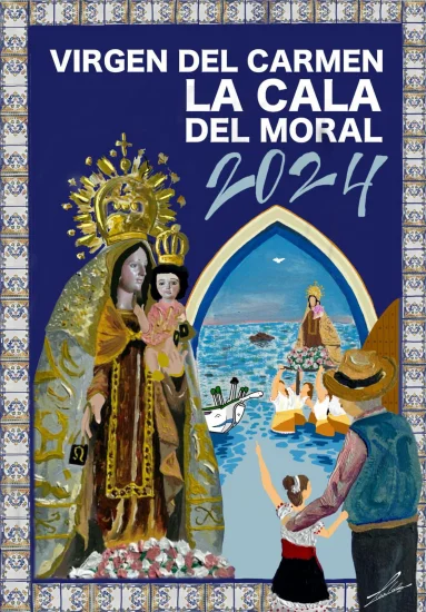 Cartel anunciador de la Salida Procesional de la Virgen del Carmen de La Cala del Moral de 2024, obra de Juan Carlos Rodríguez Castillo Cartel anunciador de la Salida Procesional de la Virgen del Carmen de La Cala del Moral de 2024, obra de Juan Carlos Rodríguez Castillo