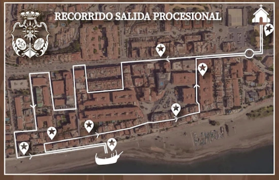 Recorrido de la Procesión de la Virgen del Carmen de La Cala del Moral