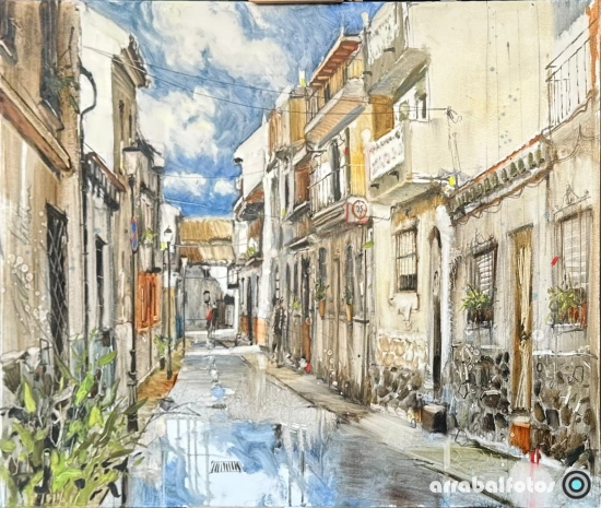 primer premio del concurso de pintura en la Semana Cultural de La Cala del Moral con obra de la Calle La Victoria