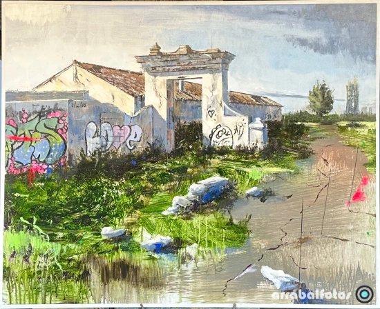 segundo premio del concurso de pintura en la Semana Cultural de La Cala del Moral con obra de la Antigua Puerta de la Axarquía