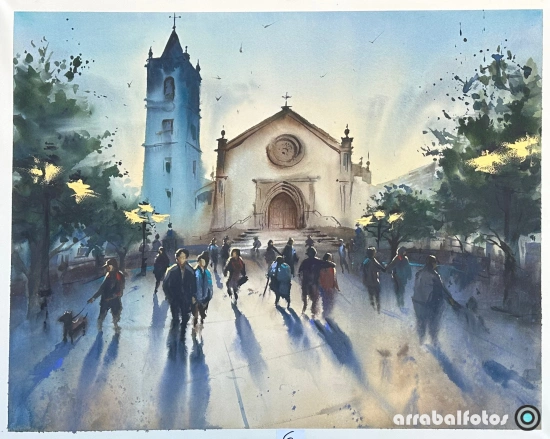 tercer premio del concurso de pintura en la Semana Cultural de La Cala del Moral con obra de la Iglesia del Rosario