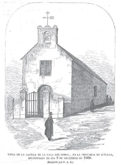 VISTA DE LA CAPILLA DE LA CALA DEL MORAL, EN LA PROVINCIA DK MÁLAGA, INAUGURADA EL DIA 2 DE DICIEMBRE DE 1860. (Remitida pur D. A. G.) 